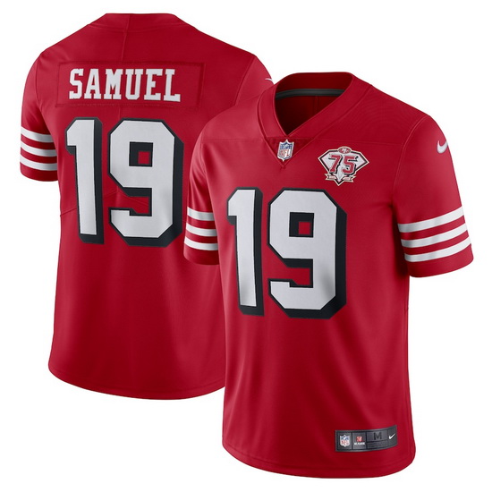 Nike San Francisco 49ers 19 Deebo Samuel Red Rush Men 75th Anniversary Stitched NFL Vapor Untouchabl