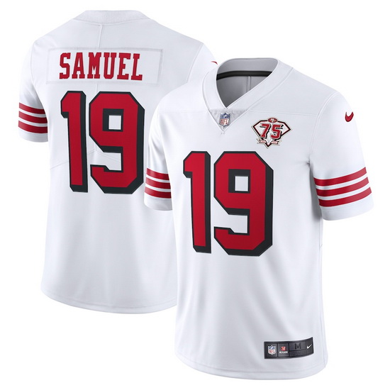 Nike San Francisco 49ers 19 Deebo Samuel White Rush Men 75th Anniversary Stitched NFL Vapor Untoucha