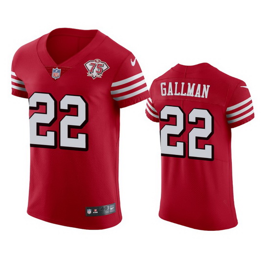 Nike San Francisco 49ers 22 Wayne Gallman Red Rush Men 75th Anniversary Stitched NFL Vapor Untouchab