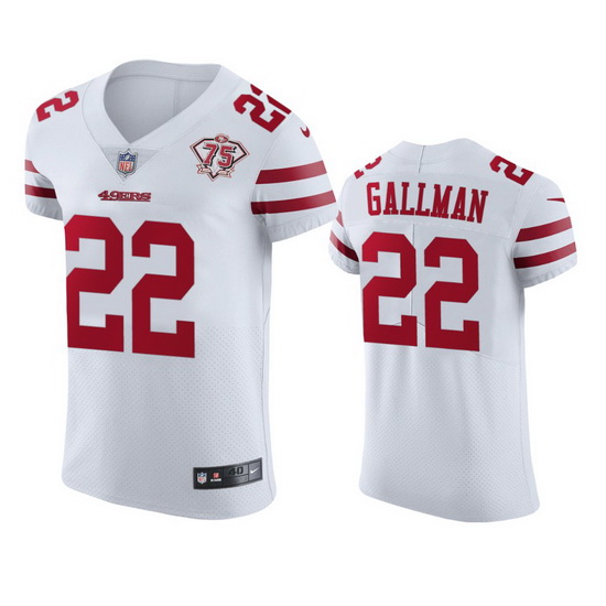 Nike San Francisco 49ers 22 Wayne Gallman White Men 75th Anniversary Stitched NFL Vapor Untouchable 