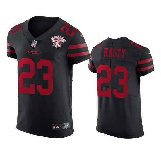 Nike San Francisco 49ers 23 Jamycal Hasty Black Alternate Men 75th Anniversary Stitched NFL Vapor Un