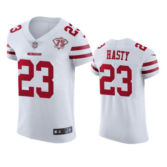 Nike San Francisco 49ers 23 Jamycal Hasty White Men 75th Anniversary Stitched NFL Vapor Untouchable 