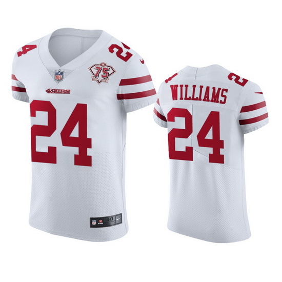 Nike San Francisco 49ers 24 K 27Waun Williams White Men 75th Anniversary Stitched NFL Vapor Untoucha