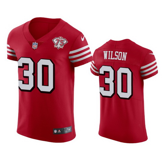 Nike San Francisco 49ers 30 Jeff Wilson Red Rush Men 75th Anniversary Stitched NFL Vapor Untouchable