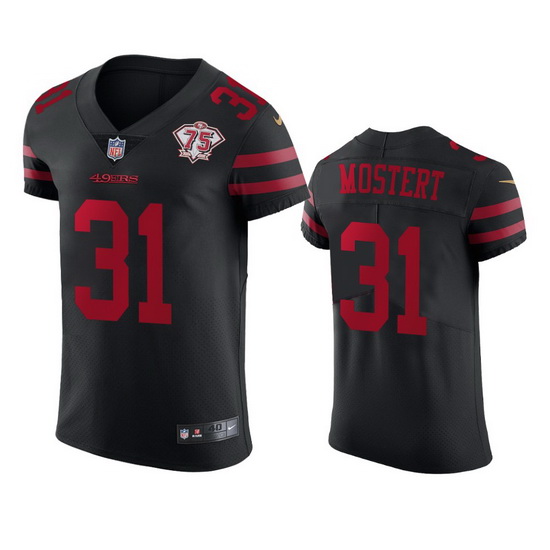 Nike San Francisco 49ers 31 Raheem Mostert Black Alternate Men 75th Anniversary Stitched NFL Vapor U