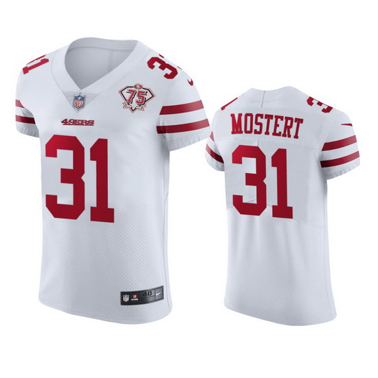 Nike San Francisco 49ers 31 Raheem Mostert White Men 75th Anniversary Stitched NFL Vapor Untouchable