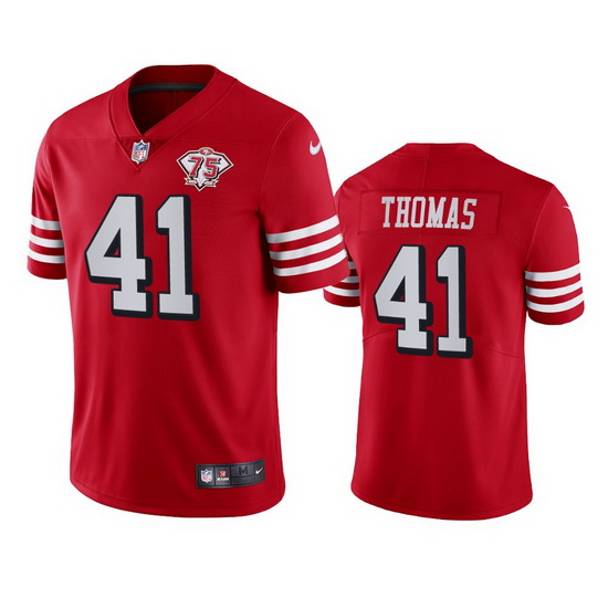 Nike San Francisco 49ers 41 Ambry Thomas Red Rush Men 75th Anniversary Stitched NFL Vapor Untouchabl