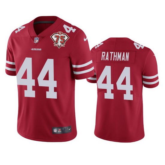 Nike San Francisco 49ers 44 Tom Rathman Red Men 75th Anniversary Stitched NFL Vapor Untouchable Limi