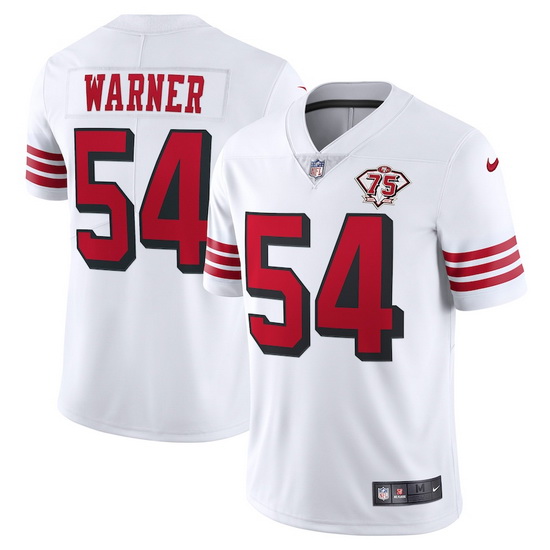 Nike San Francisco 49ers 54 Fred Warner White Rush Men 75th Anniversary Stitched NFL Vapor Untouchab