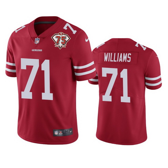 Nike San Francisco 49ers 71 Trent Williams Red Men 75th Anniversary Stitched NFL Vapor Untouchable L