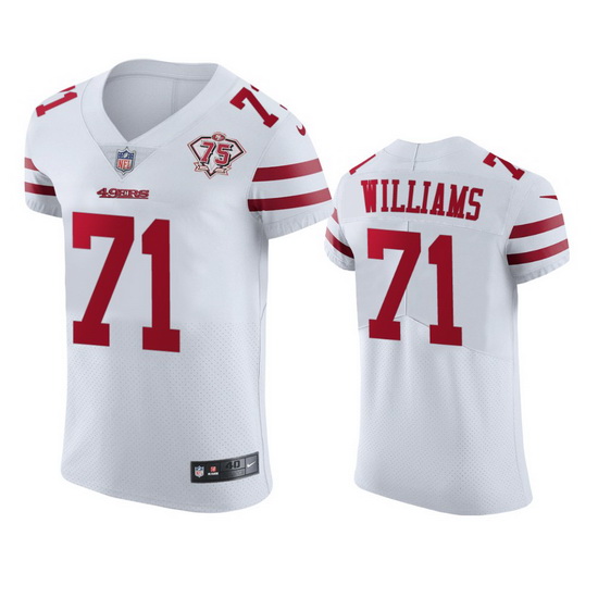 Nike San Francisco 49ers 71 Trent Williams White Men 75th Anniversary Stitched NFL Vapor Untouchable