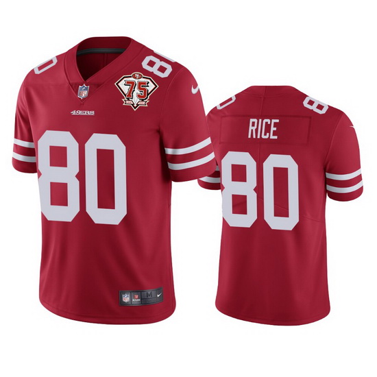 Nike San Francisco 49ers 80 Jerry Rice Red Men 75th Anniversary Stitched NFL Vapor Untouchable Limit