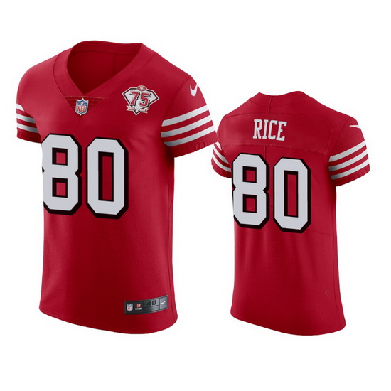 Nike San Francisco 49ers 80 Jerry Rice Red Rush Men 75th Anniversary Stitched NFL Vapor Untouchable 