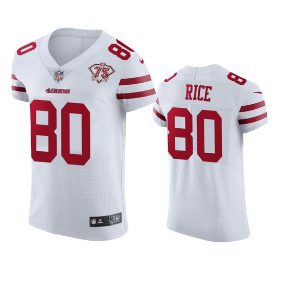 Nike San Francisco 49ers 80 Jerry Rice White Men 75th Anniversary Stitched NFL Vapor Untouchable Eli