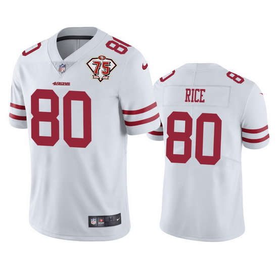 Nike San Francisco 49ers 80 Jerry Rice White Men 75th Anniversary Stitched NFL Vapor Untouchable Lim