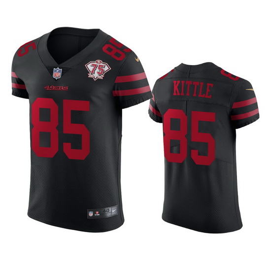 Nike San Francisco 49ers 85 George Kittle Black Alternate Men 75th Anniversary Stitched NFL Vapor Un