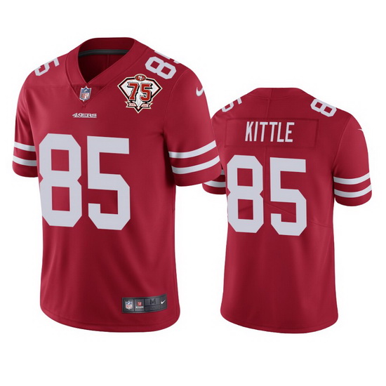 Nike San Francisco 49ers 85 George Kittle Red Men 75th Anniversary Stitched NFL Vapor Untouchable Li