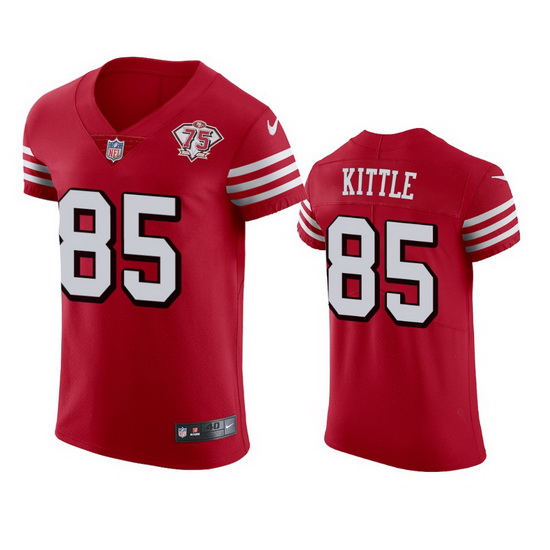 Nike San Francisco 49ers 85 George Kittle Red Rush Men 75th Anniversary Stitched NFL Vapor Untouchab