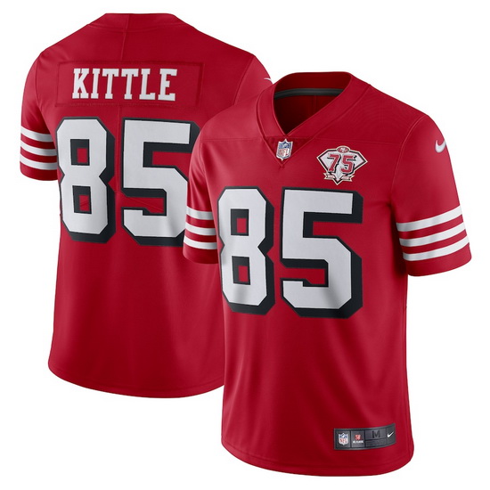 Nike San Francisco 49ers 85 George Kittle Red Rush Men 75th Anniversary Stitched NFL Vapor Untouchab