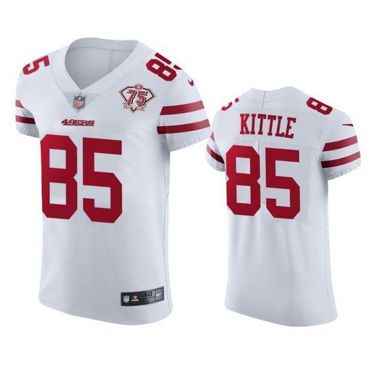 Nike San Francisco 49ers 85 George Kittle White Men 75th Anniversary Stitched NFL Vapor Untouchable 