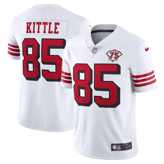 Nike San Francisco 49ers 85 George Kittle White Rush Men 75th Anniversary Stitched NFL Vapor Untouch