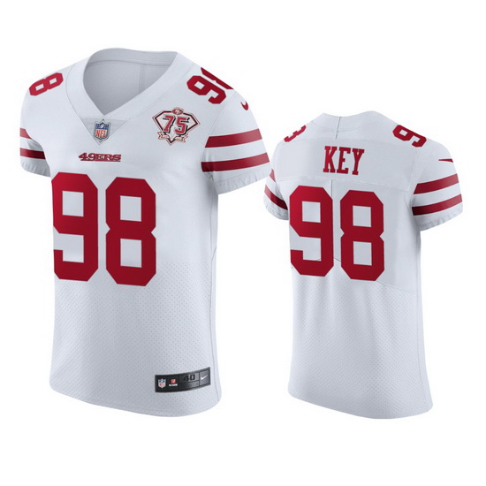 Nike San Francisco 49ers 98 Arden Key White Men 75th Anniversary Stitched NFL Vapor Untouchable Elit