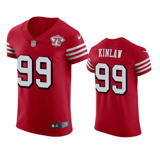 Nike San Francisco 49ers 99 Javon Kinlaw Red Rush Men 75th Anniversary Stitched NFL Vapor Untouchabl