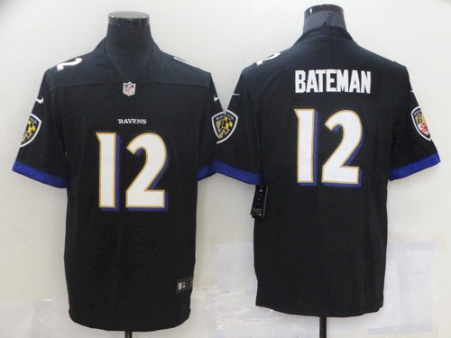 Men Baltimore Ravens 12 Rashod Bateman Black 2021 Leopard Jersey