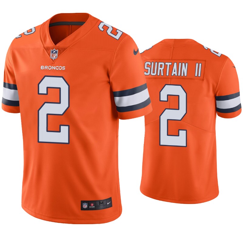 Men Nike Denver Broncos Patrick Surtain II Color Rush Orange Limited Jersey