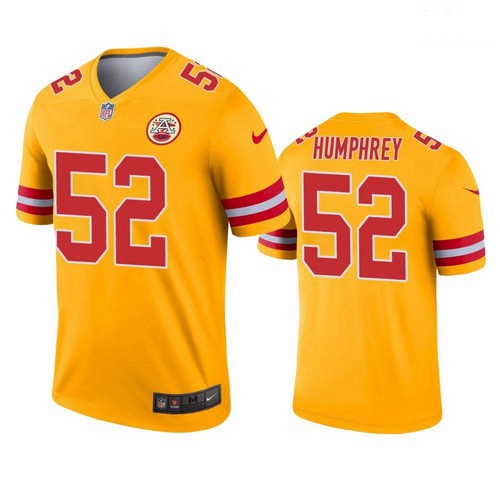 Men Kansas City Chiefs 52 Creed Humphrey Gold Inverted Legend Jersey