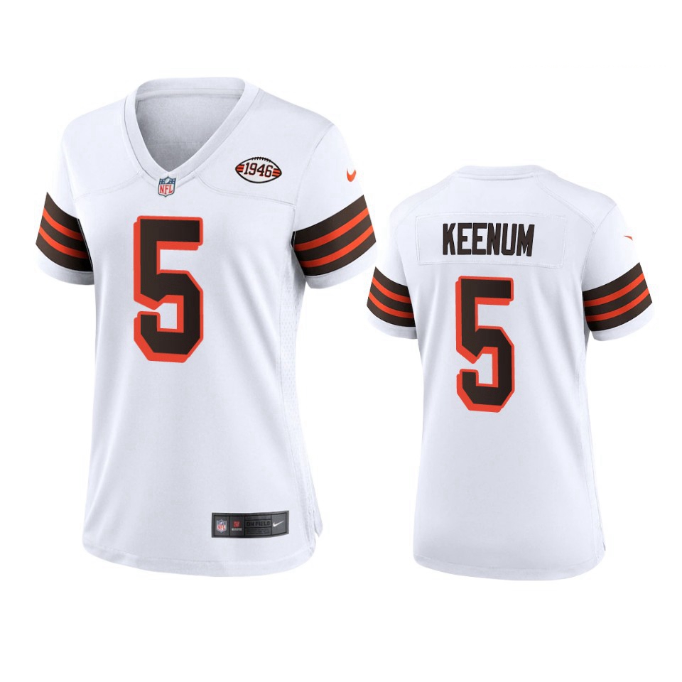 Women Cleveland Browns 5 Case Keenum Nike 1946 Collection Alternate Game Limited NFL Jersey   White