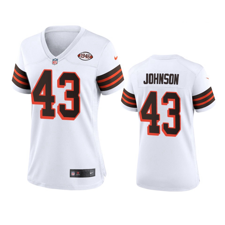 Women Cleveland Browns 43 John Johnson Nike 1946 Collection Alternate Game Limited NFL Jersey   Whit