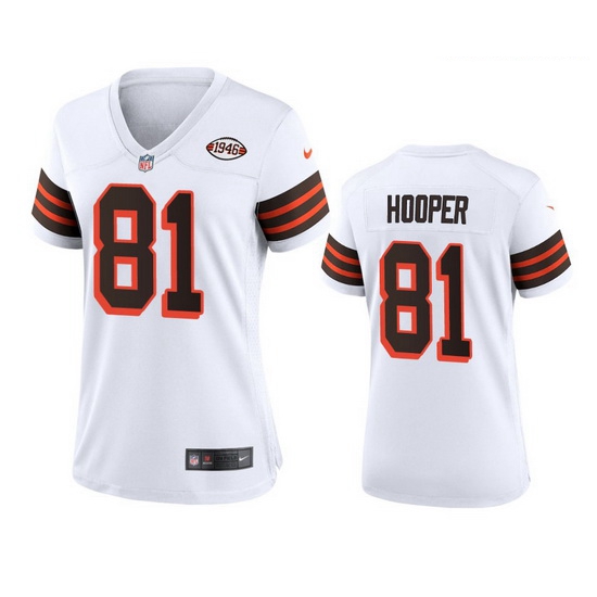 Women Cleveland Browns 81 Austin Hooper Nike 1946 Collection Alternate Game Limited NFL Jersey   Whi