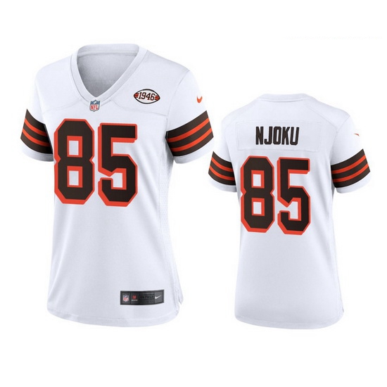 Women Cleveland Browns 85 David Njoku Nike 1946 Collection Alternate Game Limited NFL Jersey   White