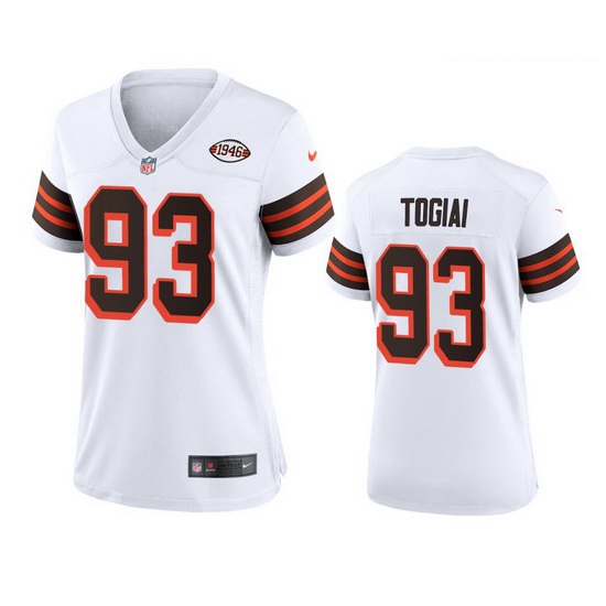 Women Cleveland Browns 93 Tommy Togiai Nike 1946 Collection Alternate Game Limited NFL Jersey   Whit