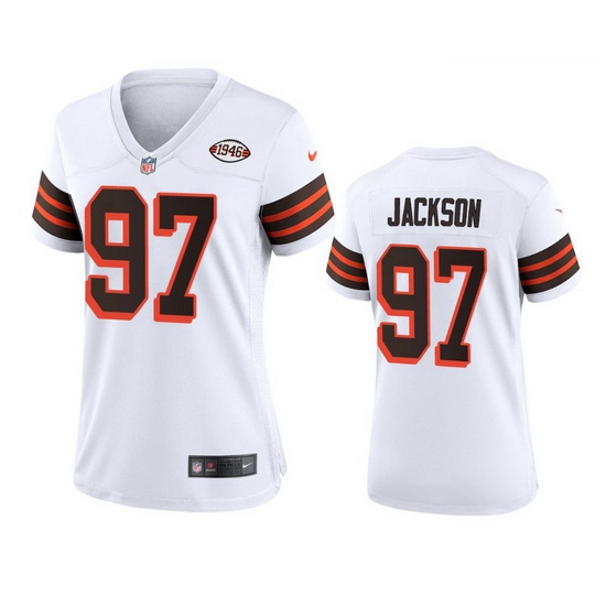 Women Cleveland Browns 97 Malik Jackson Nike 1946 Collection Alternate Game Limited NFL Jersey   Whi