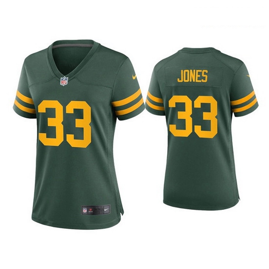 Women Green Bay Packers 33 Aaron Jones Alternate Game Green Jers