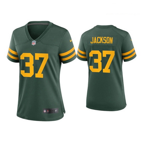 Women Green Bay Packers 37 Josh Jackson Alternate Game Green Jersey