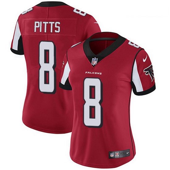 Women Nike Atlanta Falcons 8 Kyle Pitts Red Team Color Women Stitched NFL Vapor Untouchable Limited 