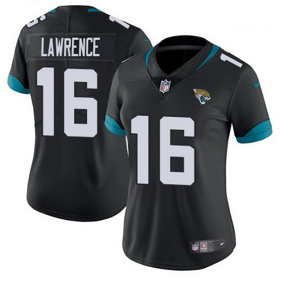 Women Nike Jacksonville Jaguars 16 Trevor Lawrence Black Team Color Women Stitched NFL Vapor Untouch