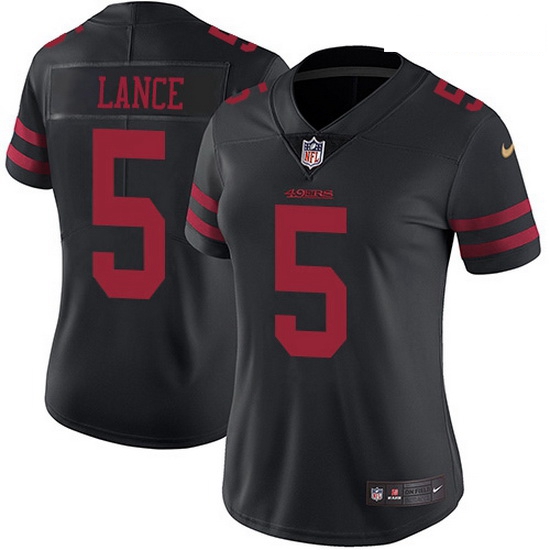 Women San Francisco 49ers 5 Trey Lance Black Alternate Women Stitched NFL Vapor Untouchable Limited 