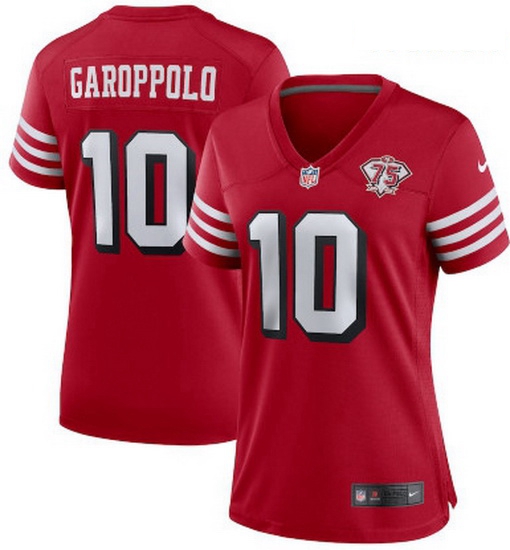 Women San Francisco 49ers 10 Jimmy Garoppolo 75th Anniversary Jersey