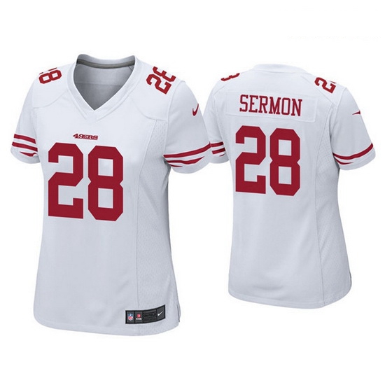 Women San Francisco 49ers 28 Trey Sermon White Vapor Limited Jersey