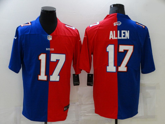 Men Buffalo Bills 17 Josh Allen Blue Red Two Tone 2021 Vapor Untouchable Stitched NFL Nike Limited J