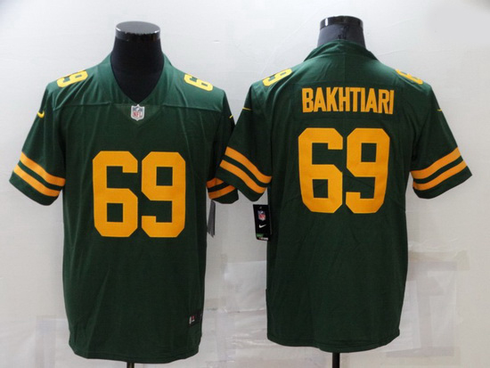 Men Green Bay Packers 69 David Bakhtiari Green Yellow 2021 Vapor Untouchable Stitched NFL Nike Limit