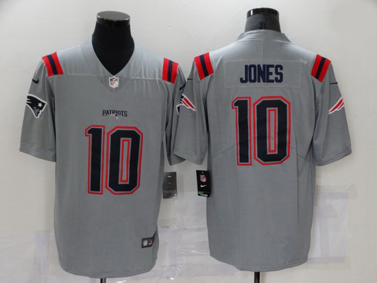 Men New England Patriots 10 Mac Jones Grey 2021 Inverted Legend Stitched NFL Nike Limited Jersey