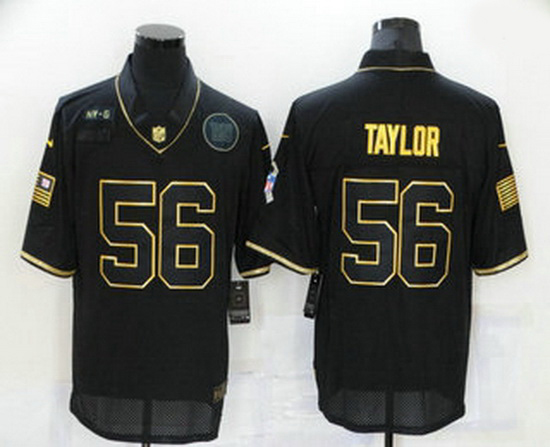 Men New York Giants 56 Lawrence Taylor Black Gold 2020 Salute To