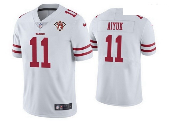 Men Nike San Francisco 49ers 11 Brandon Aiyuk White 75th Anniversary Vapor Untouchable Limited Jerse