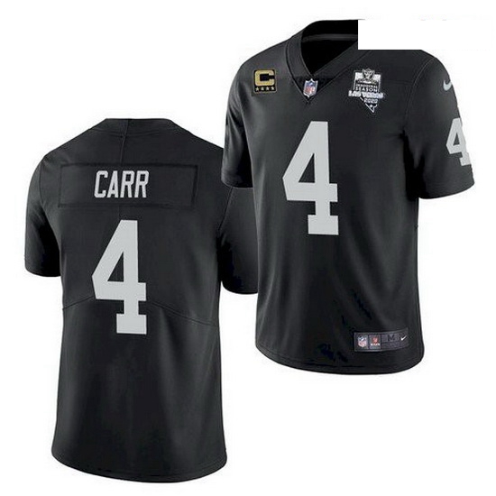 Men Oakland Las Vegas Raiders 4 Derek Carr 2020 Inaugural Season Black C Patch Jersey