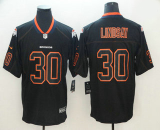 Men Denver Broncos 30 Phillip Lindsay 2018 Black Lights Out Color Rush Stitched NFL Nike Limited Jer